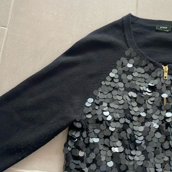 J. Crew sequin Paillette merino wool cardigan w zipper - Picture 5 of 17